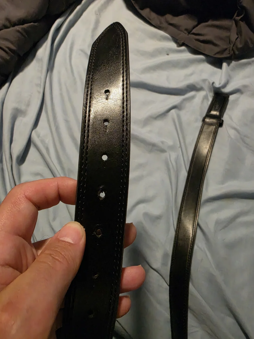 Dickies Black Leather Men's Dress Belt with Subtle Stitching